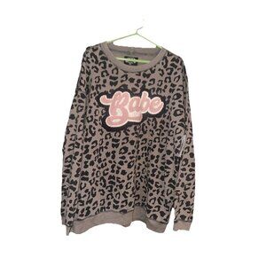 One24 Rags Sweatshirt Women’s Distressed Pullover Leopard Babe Size Xxl 2x NWT